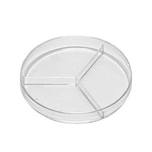 Sterile and Vented 90mm Petri Dish with 3 Compartments for Laboratory Usage