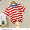 Summer breathable short sleeve stripe kids printed baby toddler boy shirts