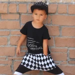 Summer Wear Hip Hop Baby Boy Clothing Sets Children Street Clothes Kids Plaid Pant Tshirt Set