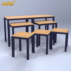Supermarket and convenience store shelf display rack product promotion table steel and wood display shelf display table