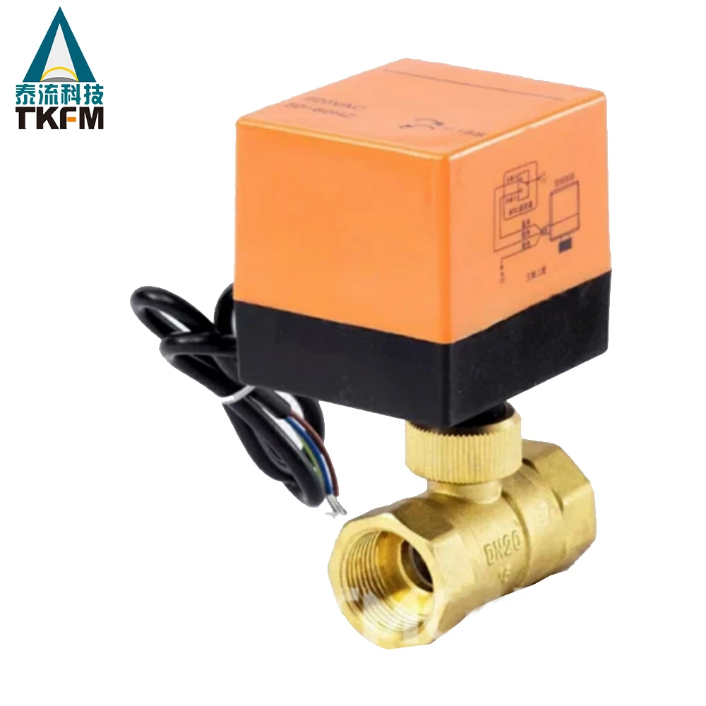 TKFM water pipe air conditioner 24v motorized electric electro brass ball valve dn20 with actuator