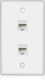 TNP Ethernet Network RJ45 Faceplate Faceplate Wall Plate - Dual (2 Port) RJ45 Cat6 Cat5e Cat5 Connector Socket Wiring Plug Jack