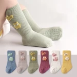 Toddlers Knee High Socks Girl Boy Non Slip with Grips Anti Skid Socks Newborn Infant Indoor Floor Crawling Tube Stockings