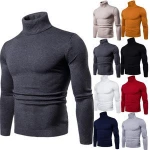 Top Quality New Style Men'S Sweaters Casual Solid Color Turtleneck Sweater Knitted Pullovers