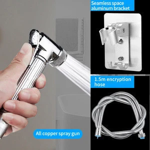 Two function toilet hand bidet faucet brass hose shower sprayer gun set