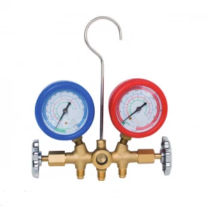 Two way manifold gauge with sight glass