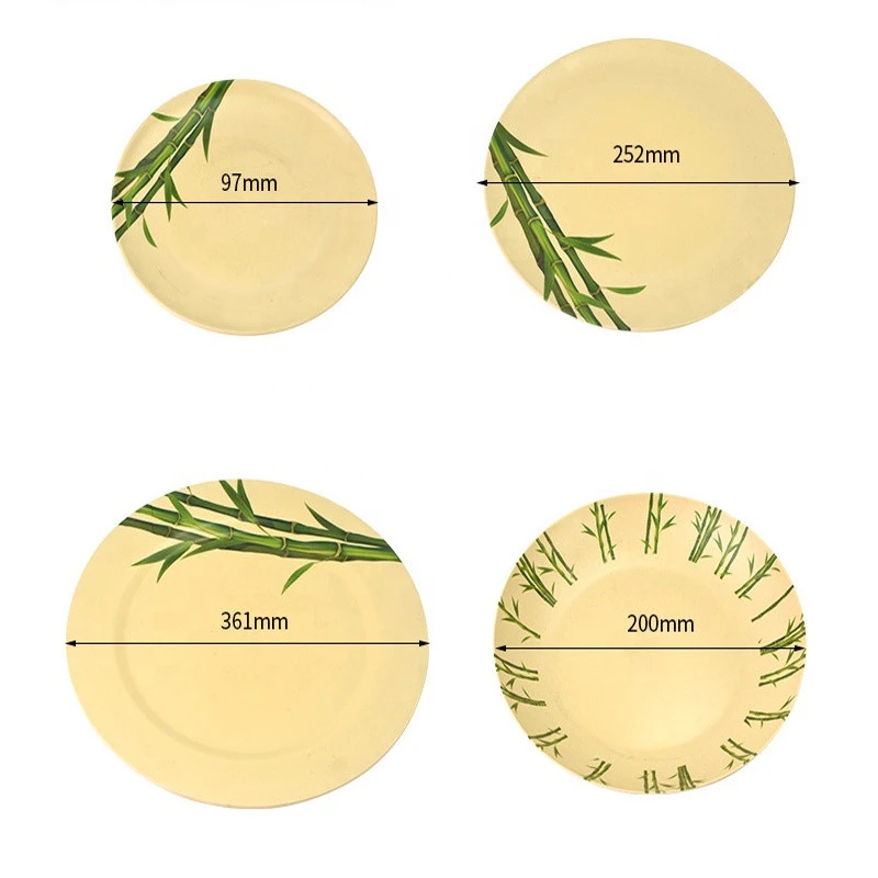 Type C Bamboo Fiber Fibre Degradable Eco Friendly Reusable Food Safety Dinnerware Set