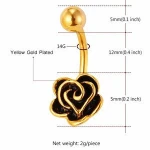 U7 18k gold plated rose Belly Button Ring Navel Nombril Ombligo vintage female Body Piercing Jewelry 14g