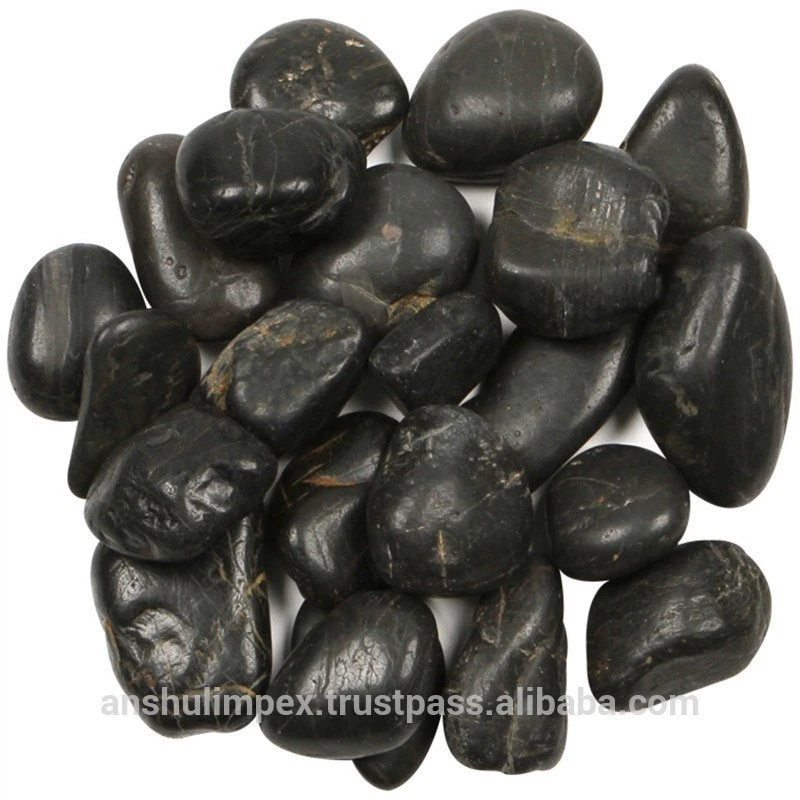 Un-Polished Black Pebbles for Landscaping, decoration and gardens