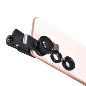 Universal 3 in 1 Wide Angle Macro Fisheye Mobile Phone Lenses Kit with Clip Fish Eye Lens for iPhone For Samsung ect