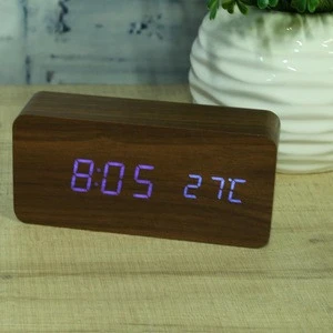USB 5V Powered Mini Wooden Clock LED Digital wood alarm wooden clock led
