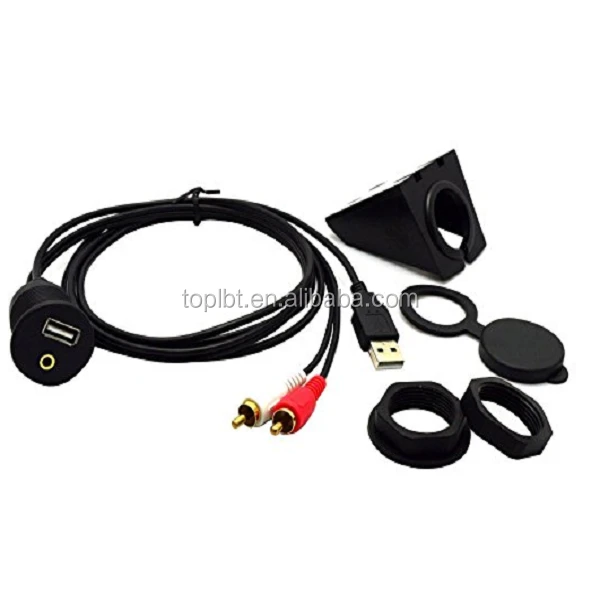 USB &amp; 3.5mm to 2 RCA and USB AUX Flush Mount Dash Extension Audio&amp;Video Cable