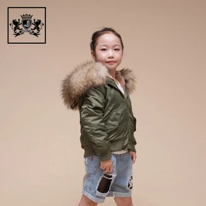 Vintage Kid Clothing Army Green Flight Child Winter Bomber Jacket