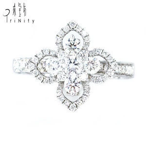Vintage Natural Diamond Wedding Promise Pendant Rings Designer Fine Jewelry in 18k Solid Gold Diamond Rings