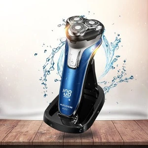 Voltage Universal Fit Water Proof Triple Rotary Double Ring Blade Shaving Head Electric Rechargeable Shaver For Men, US Plug