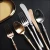 Import Wedding Plating Black Handle Golden Flatware Sets Knife Fork And Spoon from China