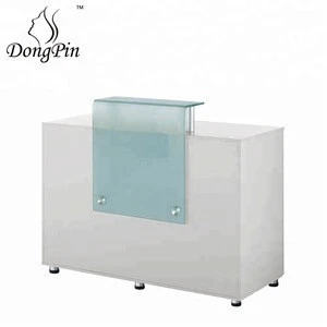 white glass top modern reception desk for beauty salon