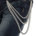 whole sale rate customized  Punk Triple Strap Silver Alloy Plating Pants Belt Chain  in high quality