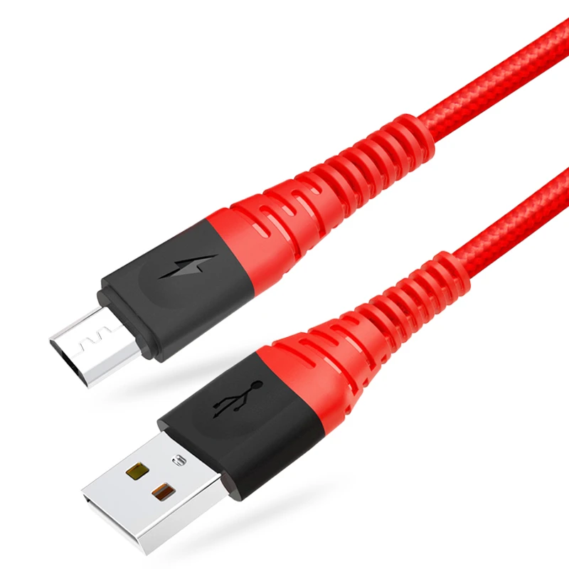 wholesale cheap price nylon braided 3ft 1M Android mobile phone usb-a to micro 8 pin usb data charging cable with protector ends
