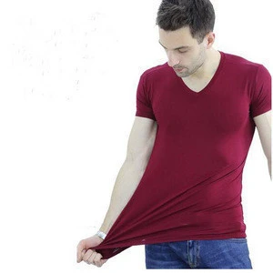 wholesale clothing fitness v-neck bamboo fabric tshirt