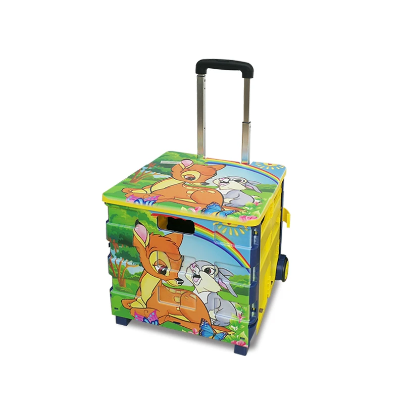 Wholesale Custom Folding Plastic Mini Picnic Basket Shopping Carry Hand Trolley Cart