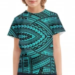 Wholesale Custom Polynesian Traditional Tribal Print Girls Children Tshirts Kids Comfortable Sublimation Clothing Shirt