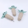 Wholesale cute baby Yoda design metal dabber mix colors custom logo 120 mm silicone smoking pipes accessories tobacco weed pipe