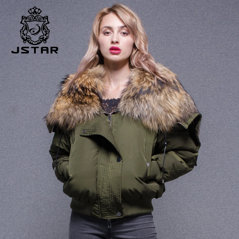 Wholesale Fashion Large Genuine Raccoon Fur Collar Hood Parka Custom Women Winter Real Fox Fur Jacket