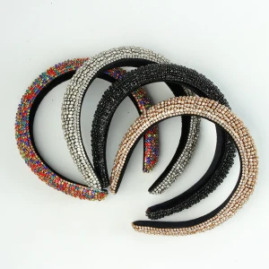 Wholesale Girls Luxury Hair Accessories Designer Faux Diamond Rhinestone Headbands Women Bling Hairbands