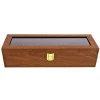 Wholesale natural brown jewelry storage box glass top plate display box  watch box wood 6