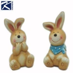 Wholesale Rabbit-shaped Ceramic Cartoon Statue for Garden Decoration