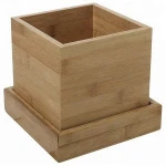 Wholesale Square Design Succulent Plant Pot/Cactus Plant Pot With Bamboo Tray
