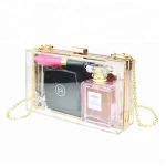 Wholesale Trendy Women Handbag Clear Clutch Evening Acrylic Bag With 1.2m Chain