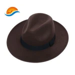 Wholesale vintage classic wide brim faux wool felt panama hat men women fedora hat