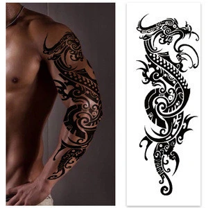 Buy Wholesale Waterproof Full Arm Temporary Black Dragon Body Art Tattoo  Sticker from Huizhou City Yatu Printing Co., Ltd., China 