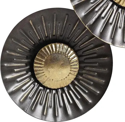 Wholesale Wide Brown and Gold Metal Abstract Flower Wall Decor handmade art for living room office bedroom  luxury modern design