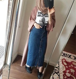 Whosale  FashionAbaya  Newest  Islamic jean skirt Muslim woman quality  comfort abaya