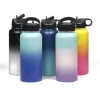 Wide Mouth Double Wall Vacuum Insulated Stainless Steel Sports Water Bottle with Straw Lid
