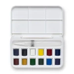 Winsor & Newton Cotman 12 Colors Solid Watercolor Paints Set Water Colours with Brush Pen