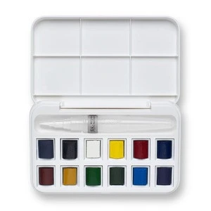 Winsor &amp; Newton Cotman 12 Colors Solid Watercolor Paints Set Water Colours with Brush Pen