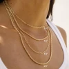 Women 14k Gold Plated Link Chain Paperclip Necklaces Box Chain Venetian Necklaces Layering Necklaces