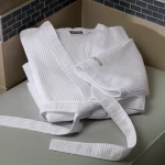 womens kimono bathrobe  quick dry white plain unisex waffle 100% cotton sheraton hilton hotel linen bathrobe