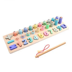 Wood Magnetic Fishing Block Toy  For Early Educational Kids