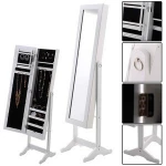 wood modern full length jewelry cabinet mirror