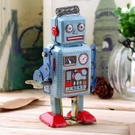 Worldwide Hot Selling Vintage Mechanical Clockwork Wind Up Metal Walking Robot Tin Toy Kids Gift