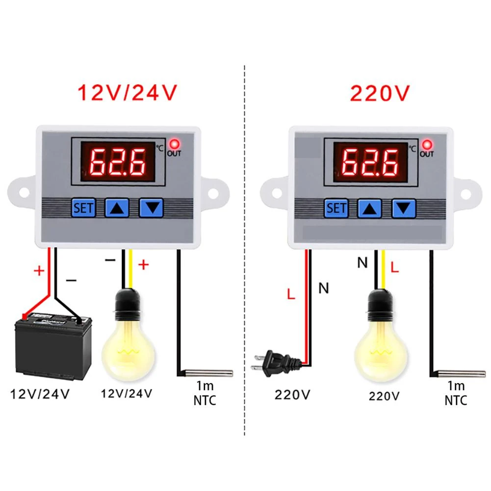 XH-W3002 AC110-220V Digital LED Temperature Controller 10A Thermostat Control Switch Probe with waterproof sensor W3002