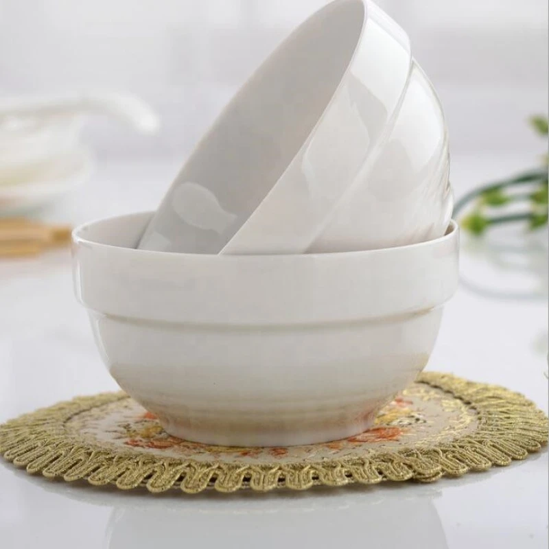 Y-Wholesale 4.5"/5"/6"/7"/8" china porcelain cheap bowl/ceramic soup bowls cut edge and round edge with rice , soup