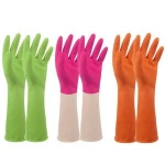 Yellow latex flocklined household gloves kitchen