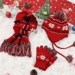 Knitted hat, scarf and gloves three-piece set 100% Acrylic Warm winter