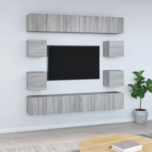 10-piece TV furniture wood gray sonoma oak